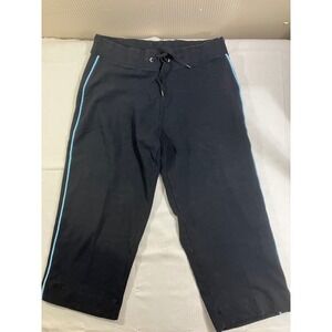 ZeroXposur Womens Black Blue Trim Cropped Yoga Capri Pants Size M 97290-9